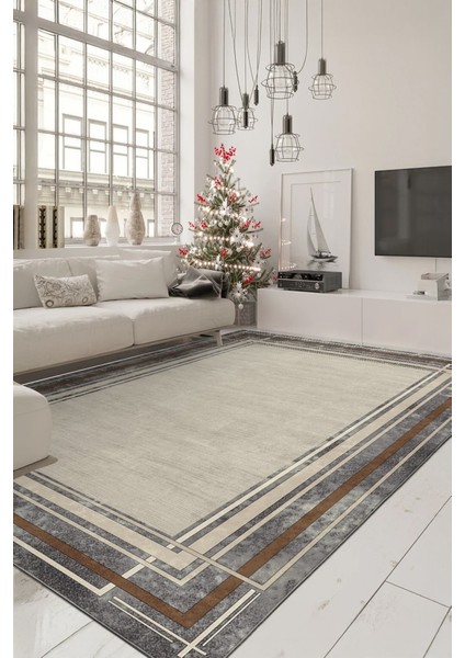 Modern Mimarlığın Zemindeki Yansıması Mermer Dokulu Çerçeveli Kaymaz Taban Halı fiyatları