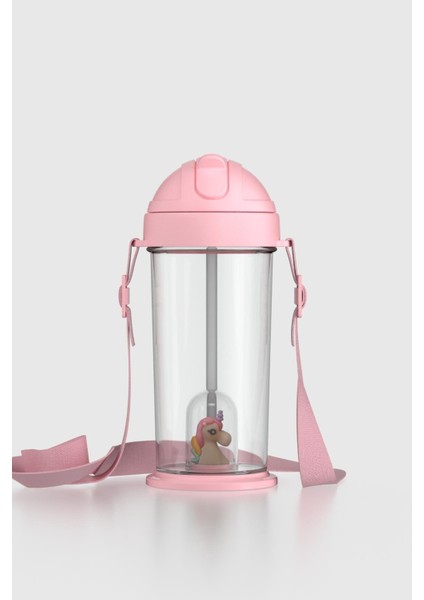 Cosmo Unicorn Figürlü 385 ml Pipetli Askılı Tritan Çocuk Matara 912147 Pembe