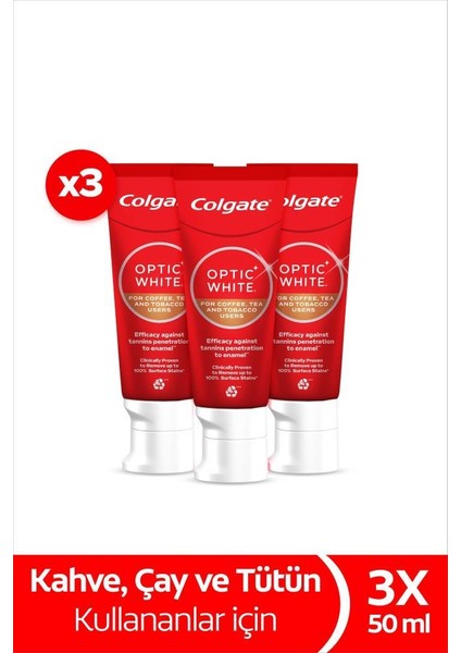 Optıc Whıte Kahve, Çay ve Tütün Kullananlar Için Diş Macunu 50ML X3 Adet