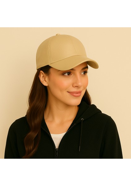 %100 Pu Deri Şık ve Ayarlanabilir Unisex Suni Deri Şapka Kadın/erkek Deri Spor Şapka