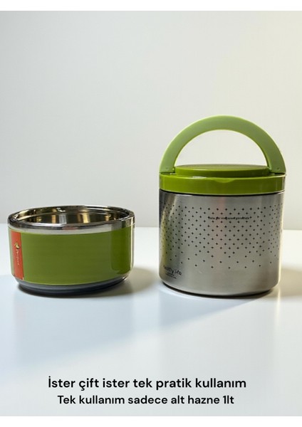 Çelik Yemek Termos Vakumlu Okul Iş Beslenme Kabı Yemek 2li Sefer Tası Sızdırmaz 1,5lt indirimleri