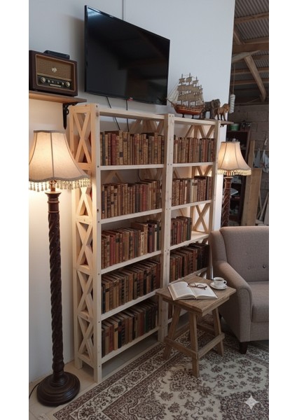 Ikili Masif Çam/ladin Ahşap Kitaplık fırsatları