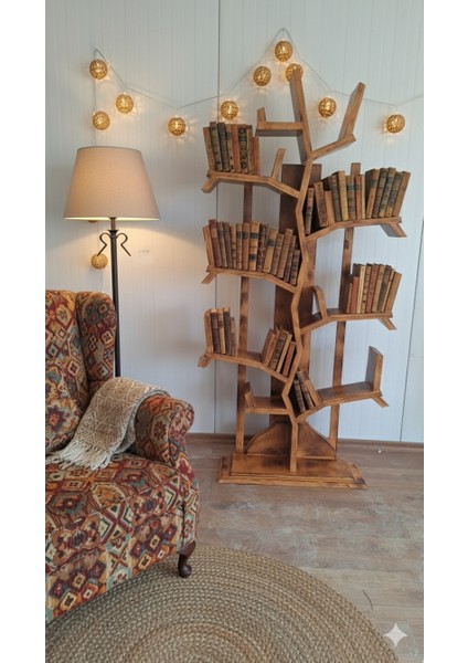 Ert Model Duvara Monte Gerekmeyen Modern Ağaç Kitaplık