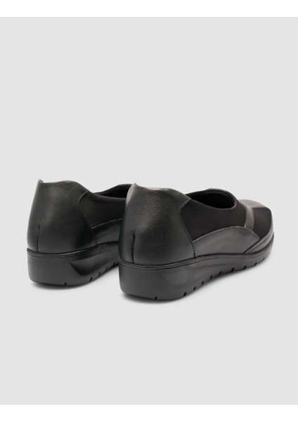 %100 Hakiki Deri Siyah Toka Detaylı Kadın Comfort Ayakkabı modelleri
