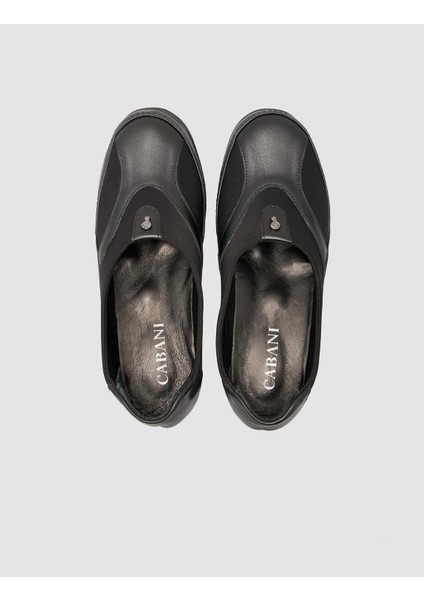 %100 Hakiki Deri Siyah Toka Detaylı Kadın Comfort Ayakkabı fırsatları