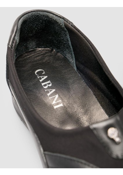 %100 Hakiki Deri Siyah Toka Detaylı Kadın Comfort Ayakkabı