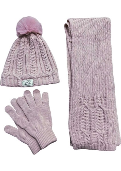 Kitti Kız Çocuk Atkı Bere Eldiven 3'lü Takım