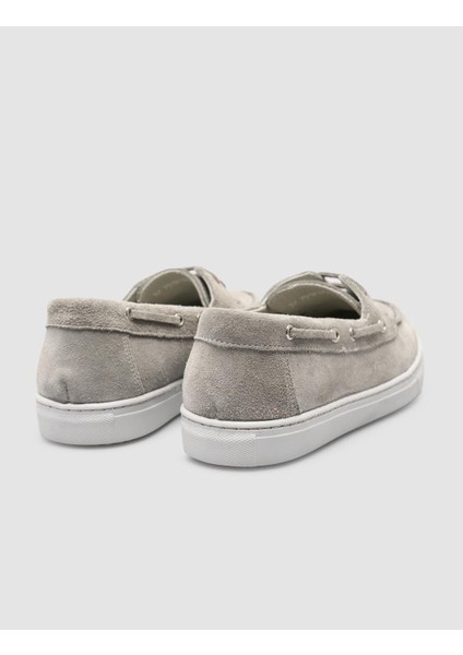 %100 Hakiki Deri Gri Süet Kadın Loafer modelleri