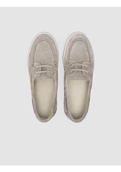 %100 Hakiki Deri Gri Süet Kadın Loafer fırsatları