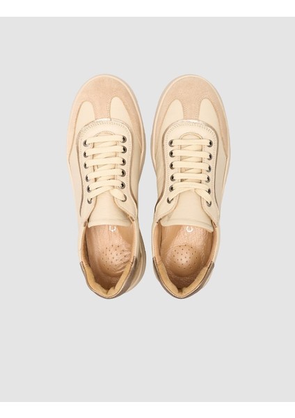 %100 Hakiki Deri Süet Karışımlı Bej Kadın Ayakkabı fırsatları