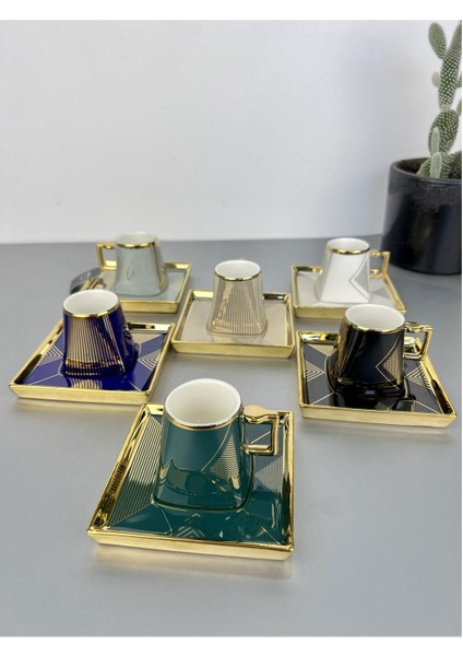 Lüx Porselen Rosetta Acar 6 Lı Türk Kahve Takımı