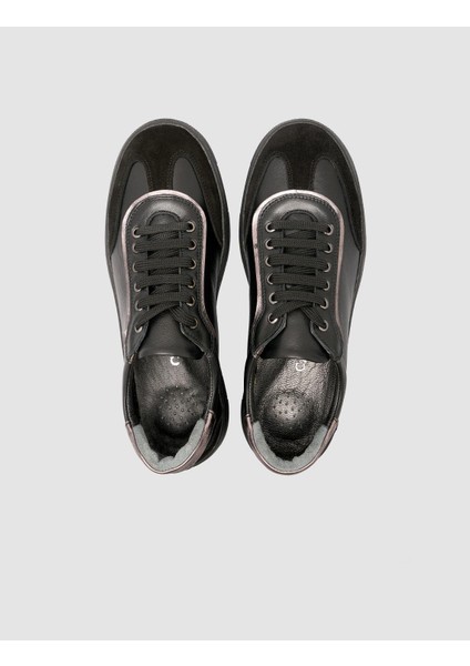 %100 Hakiki Deri Süet Karışımlı Siyah Kadın Ayakkabı fırsatları