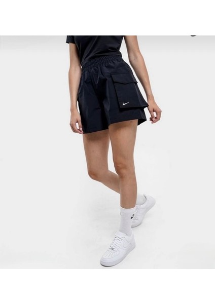 Sportswear Essential Woven 13 cm Yüksek Belli Siyah Kadın Şort fiyatları