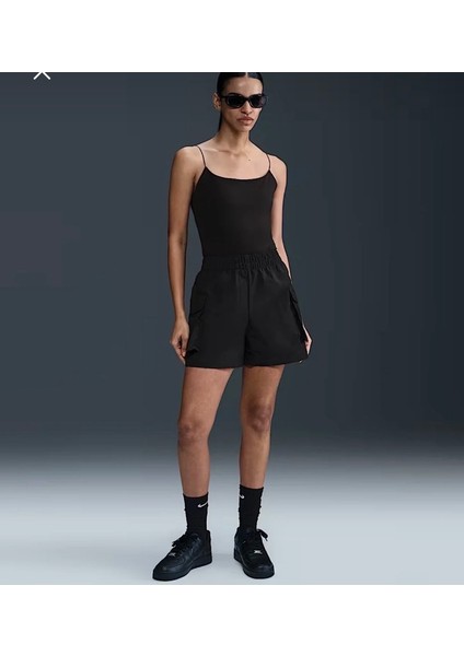 Sportswear Essential Woven 13 cm Yüksek Belli Siyah Kadın Şort indirimleri