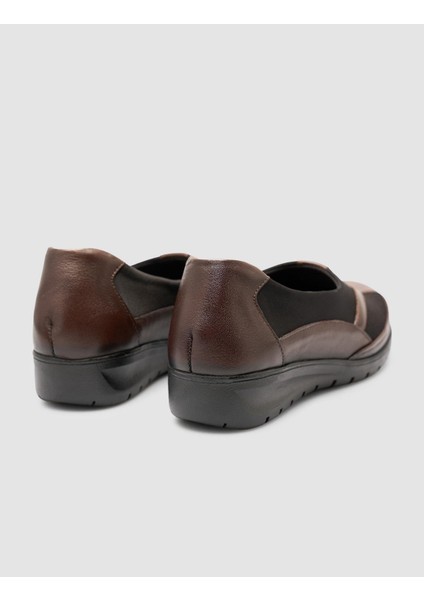 %100 Hakiki Deri Kahverengitoka Detaylı Kadın Comfort Ayakkabı modelleri