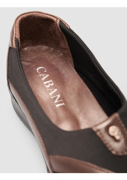 %100 Hakiki Deri Kahverengitoka Detaylı Kadın Comfort Ayakkabı