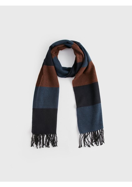 Yeni Sezon Püskül Detaylı Renk Bloklu Erkek Atkı modelleri