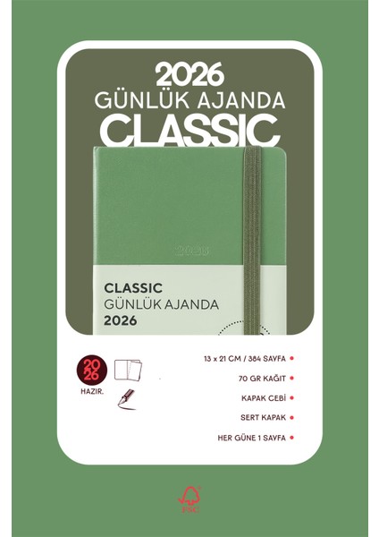Classic 2026 Günlük Ajanda 13x21 cm Sert Kapak Ivory 70gr. fiyatları