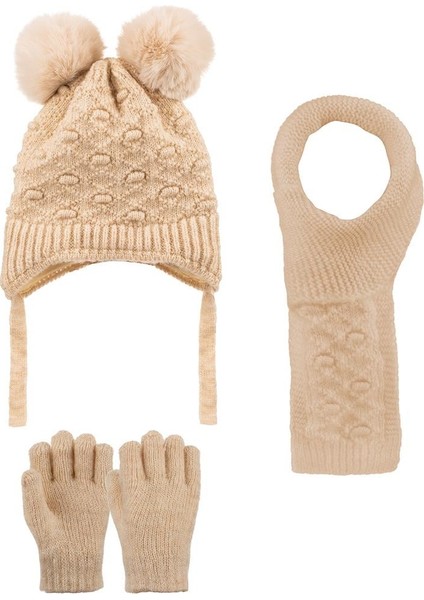 Kitti Kız Bebek & Çocuk Atkı Bere Eldiven 3'lü Takım