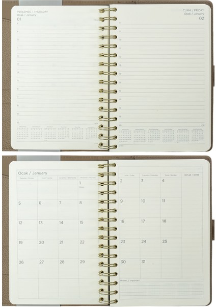 Nubo 2026 Günlük Ajanda A5 (14X20,5CM) Ivory 80 Gr. -416 Sayfa -Değişebilen iç - Mor