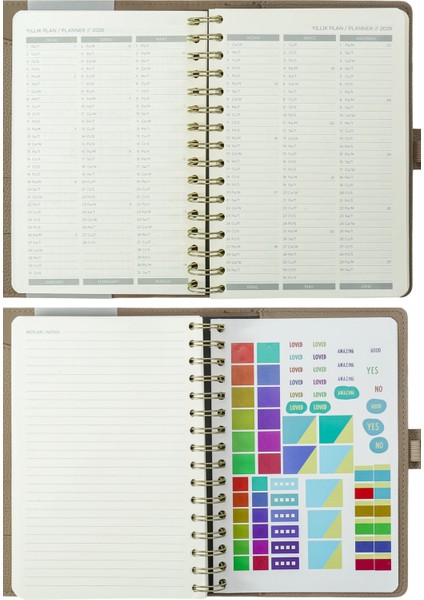 Nubo 2026 Günlük Ajanda A5 (14X20,5CM) Ivory 80 Gr. -416 Sayfa -Değişebilen iç - Mor