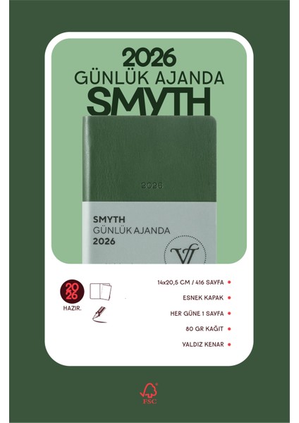 Smyth 2026 Günlük Ajanda A5 (14x21cm) Esnek Kapak Ivory 80 gr. fiyatları