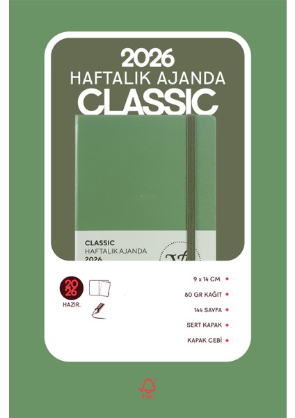 Classic 2026 Haftalık Ajanda A6 (9x14 cm) Sert Kapak Ivory 70gr. fiyatları