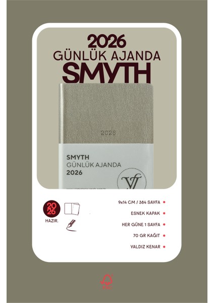 Smyth 2026 Günlük Ajanda A6 (9x14cm) Esnek Kapak Ivory 80 gr. modelleri