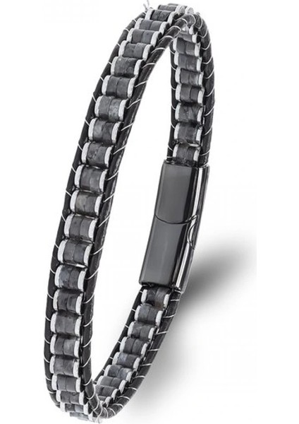 Spektrolit & Hematit Çelik Örgülü Deri Bileklik 33512B22D9
