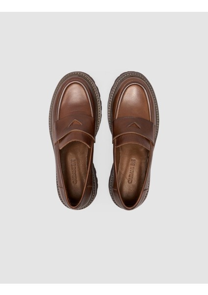 %100 Hakiki Deri Kahverengi Kadın Loafer fırsatları
