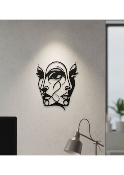Çift Yüz Modern Minimalist Kadın Silüeti Duvar Dekoru – 23X23 cm Siyah Abs Plastik, 3D Görünümlü fiyatları