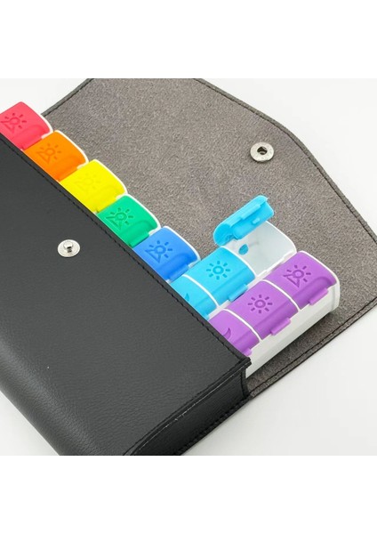 siyah taşıma çantalı 7’li renkli weekly ılaç kutusu seti fiyatları