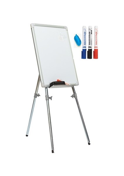 60X90 Elegant Çerçeve Emaye Yüzey Teleskopik Ayaklı Beyaz Yazı Tahtası 3 Renk Kalem ve Silgi