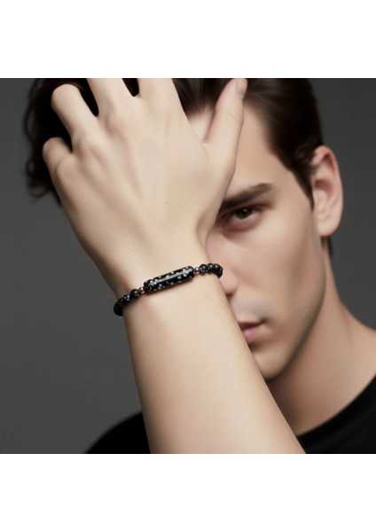 Snowy Obsidian Doğaltaş Çelik Halat ve Çelik Klipsli Bileklik 33512B19D2 fiyatları