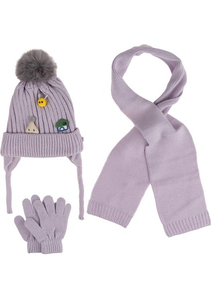 Kitti 1-4 Yaş Kız Bebek & Çocuk Atkı Bere Eldiven 3'lü Takım