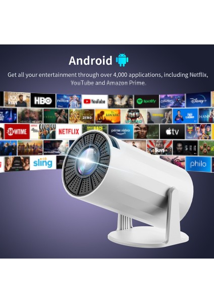 4K UHD Kablosuz Projektör Görüntü Aktarıcı Android En Son Sürüm Tüm Uygulamalar Yüklü