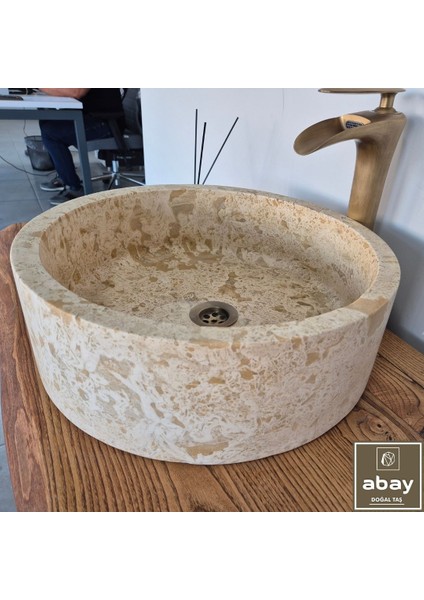 Traverten Silindir Lavabo