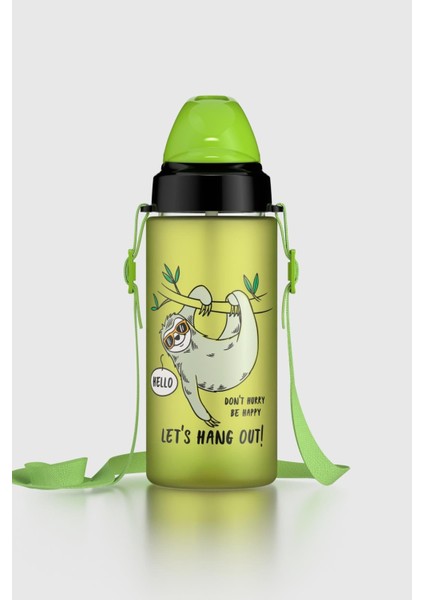 Sonic Air Desenli 500 ml Askılı Pipetli Mat Tritan Çocuk Matara 912119 Yeşil