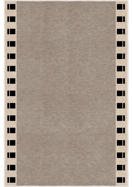 Bej Zemin Üzerinde Grafik Kenar Hem Dekoratif Hem Pratik Kaymaz Taban Halı fırsatları