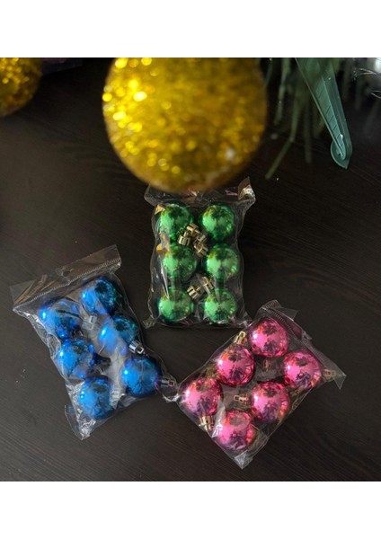 Yılbaşı Ağaç Süsleme Topu 6'lı x 3 Paket