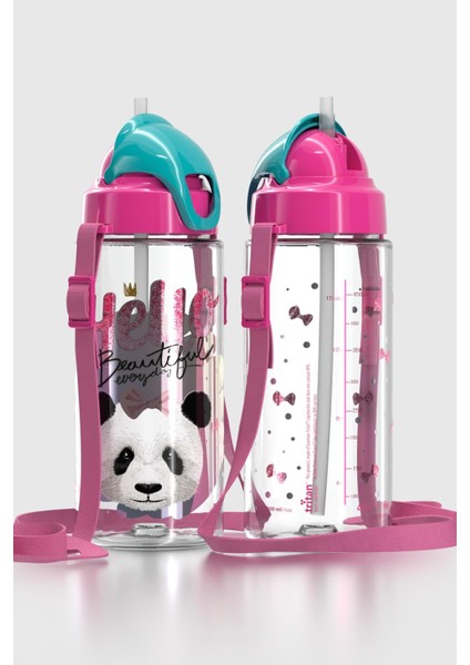 Sonic Air Panda Desenli 500 ml Askılı Pipetli Tritan Çocuk Matara 912059 Pembe-Mint fiyatları