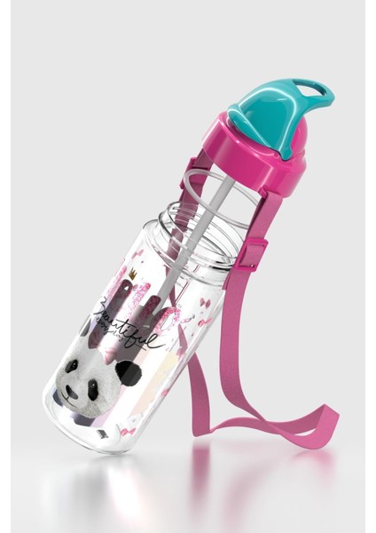 Sonic Air Panda Desenli 500 ml Askılı Pipetli Tritan Çocuk Matara 912059 Pembe-Mint modelleri