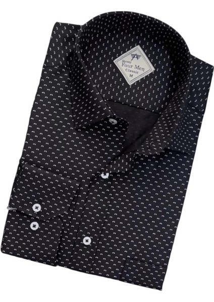 Klasik Geniş Kesim Desenli Uzun Kollu Erkek Gömlek