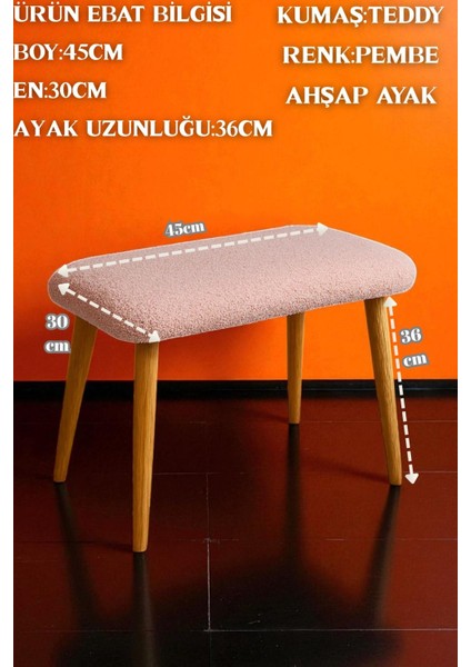 Rettan Dikdörtgen Teddy Bench Puf – Teddy Kumaş, Ahşap Ayaklı, Geniş ve Konforlu Oturum Alanı fiyatları