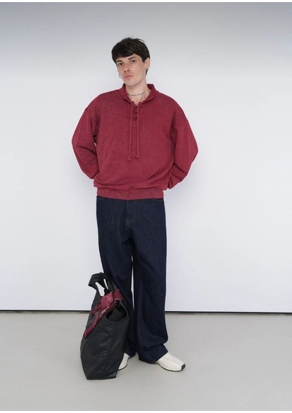 Oversize Bağcıklı Sweatshirt