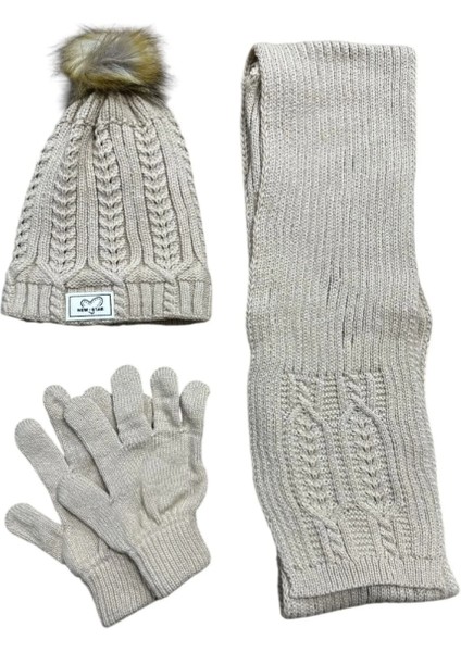 Kitti Kız Çocuk Atkı Bere Eldiven 3'lü Takım