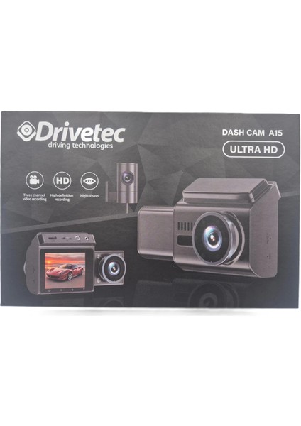 3 Kameralı Araç Ön , Iç ve Arka Kayıt Kamerası , Ultra Hd, Ekranlı, Araç Içi + Ön + Arka Kamera Siyah