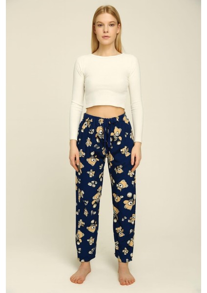 Kadın Desenli Süet Tek Alt Lacivert