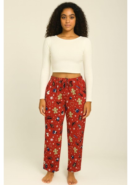 Kadın Desenli Süet Tek Alt Kırmızı