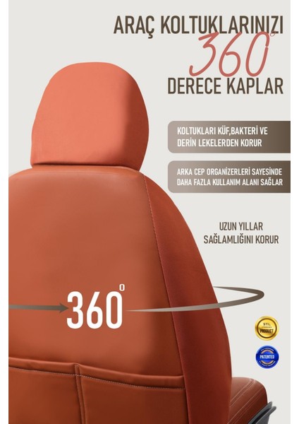 Ssanyoung Kyron Deri Oto Koltuk Kılıfı Ön Arka Set Exclusıve Serisi Tarçın Scr